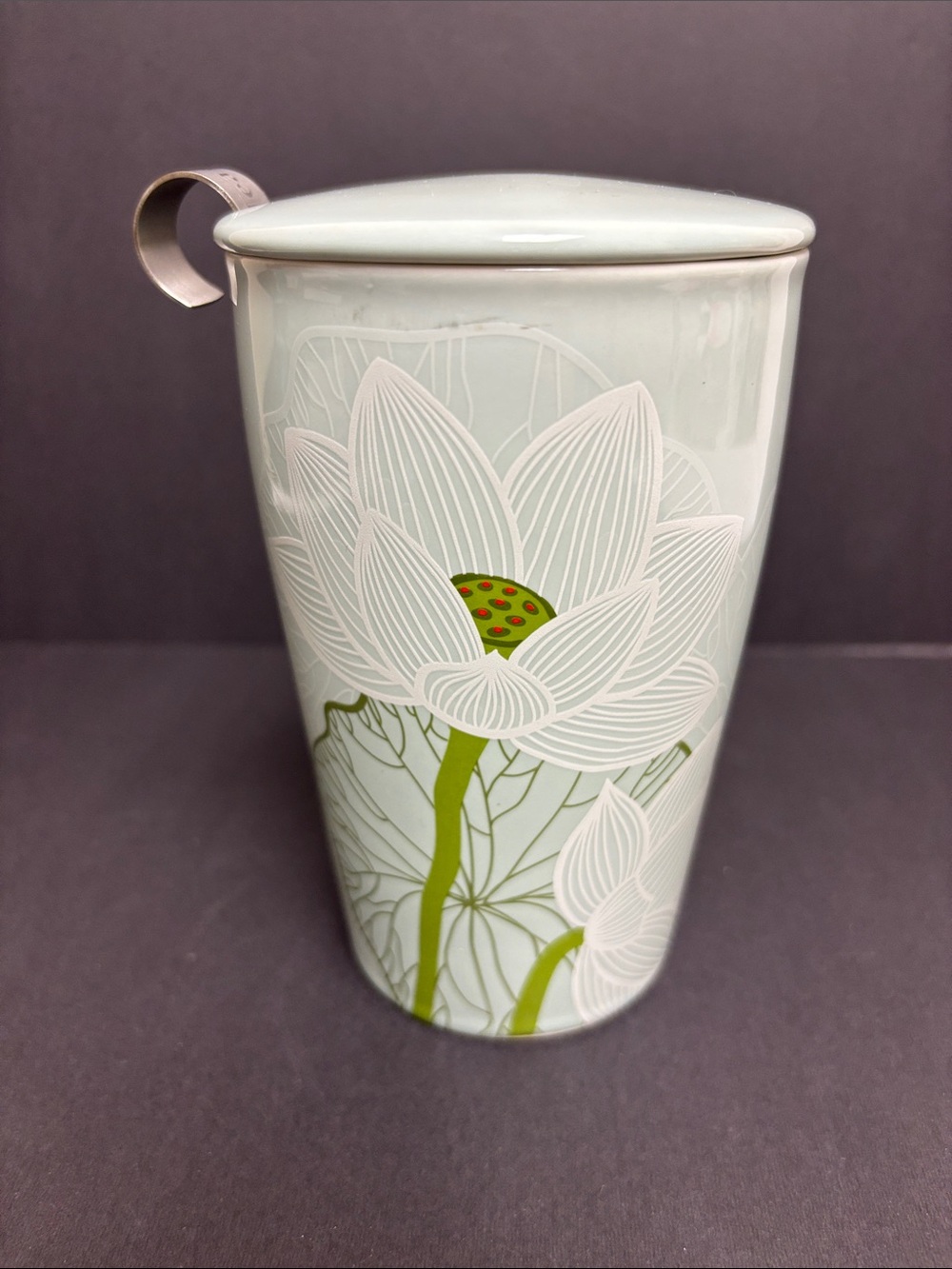 Tea Forte Mint Green Lotus Steeping Tumbler with Lid and Infuser